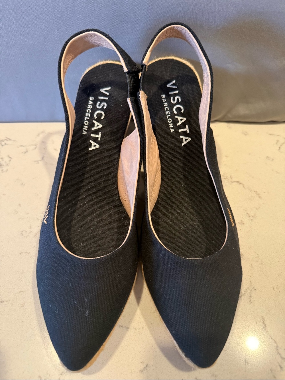 Viscata Barcelona Black Pointed Slingback Flats